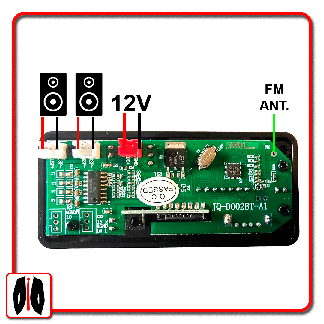 MODULO REPRODUCTOR 12V MP3 FM USB MICROSD BLUETOOTH AMPLIFICADOR 2X25W 50W CON CONTROL REMOTO Y DISPLAY - CONTROL NO INCLUYE PILA CR2025 - Imagen 2